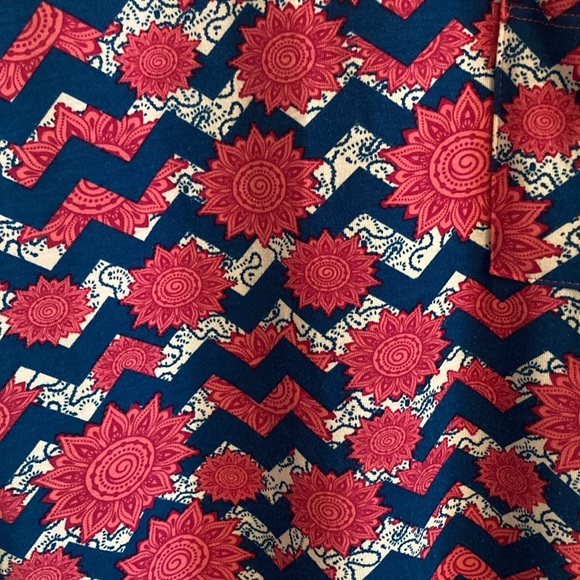 Lularoe Carly Pink Blue Floral Chevron print size Large - Picture 5 of 10